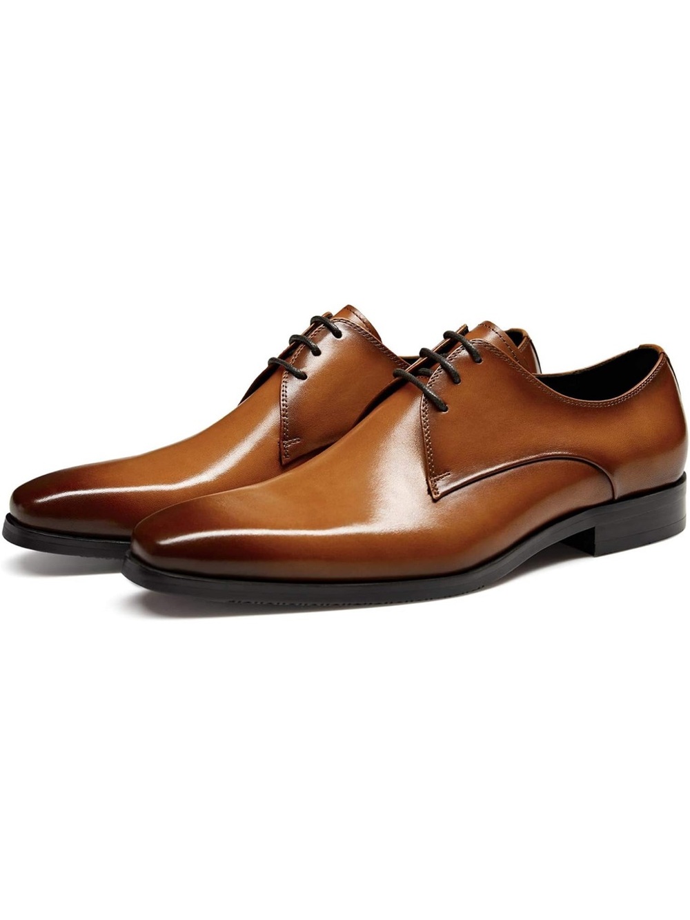 Classic Brown Leather Derby Shoes – Sleek Lace-Up Dress Oxfords